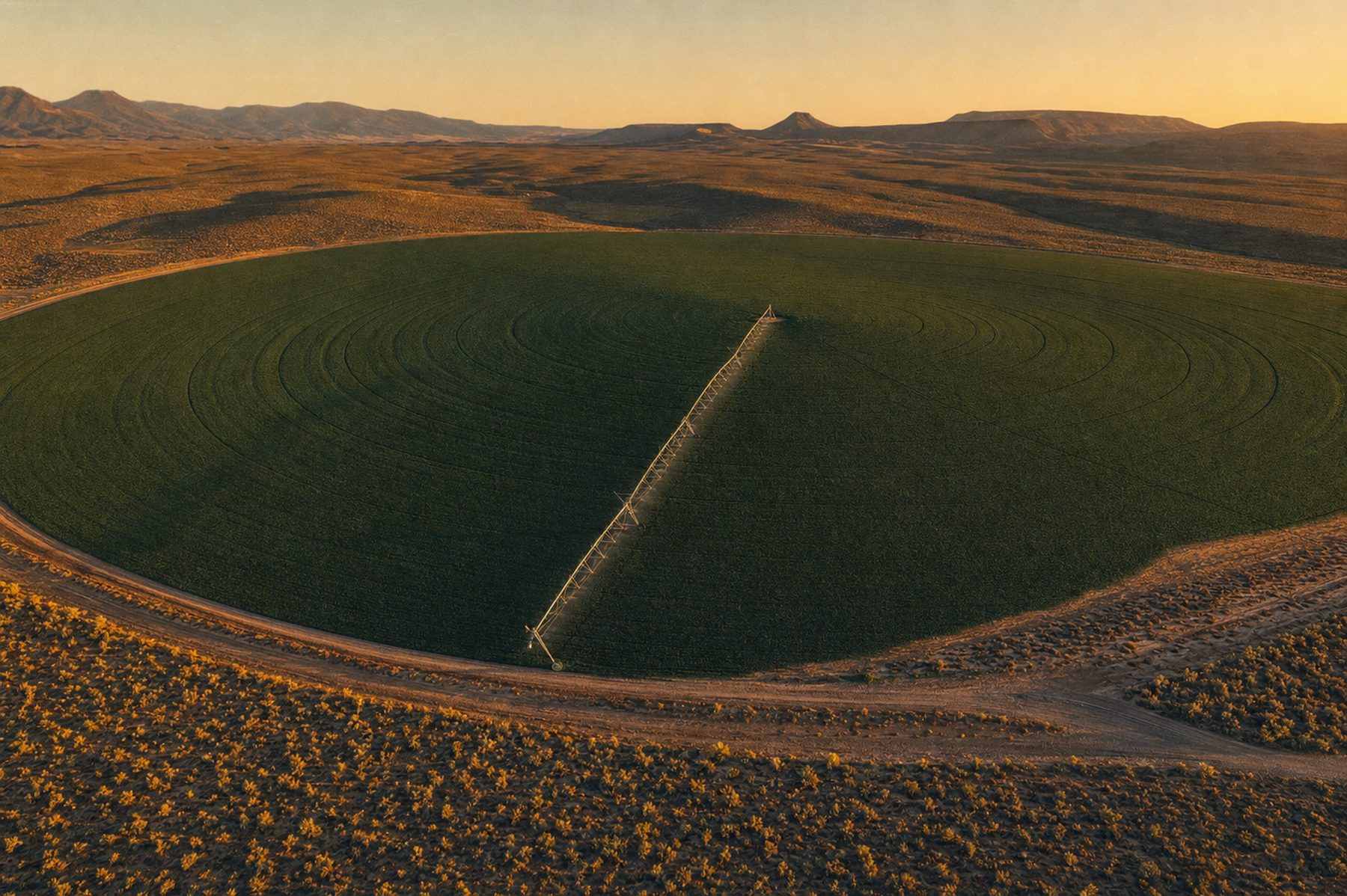 Center-pivot irrigation over green circular fields in the Columbia Basin